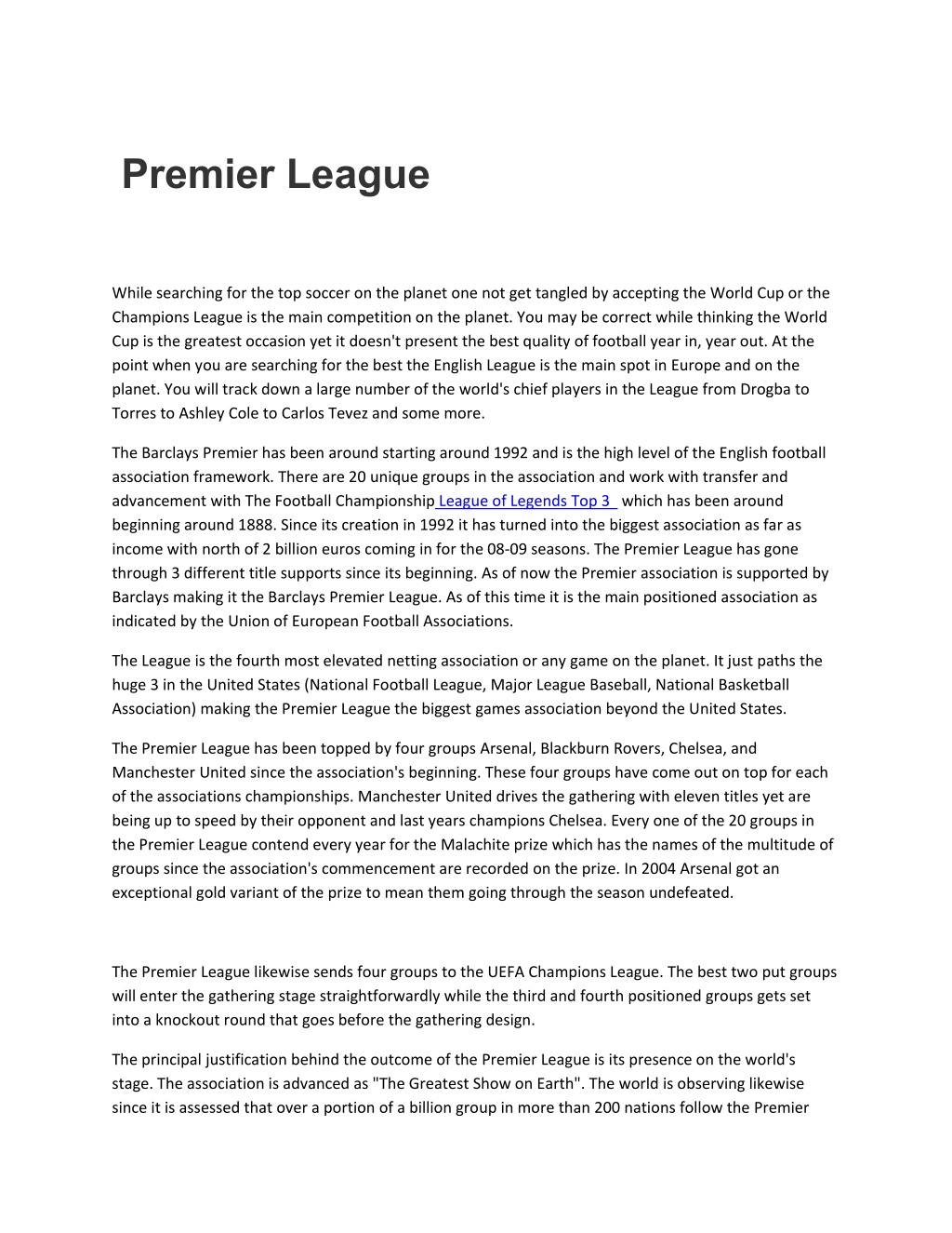 PPT - Premier League PowerPoint Presentation, free download