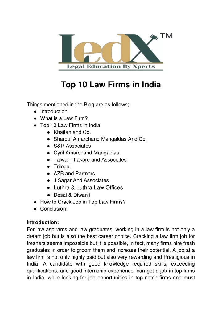 Top 10 Law Firms In India N 