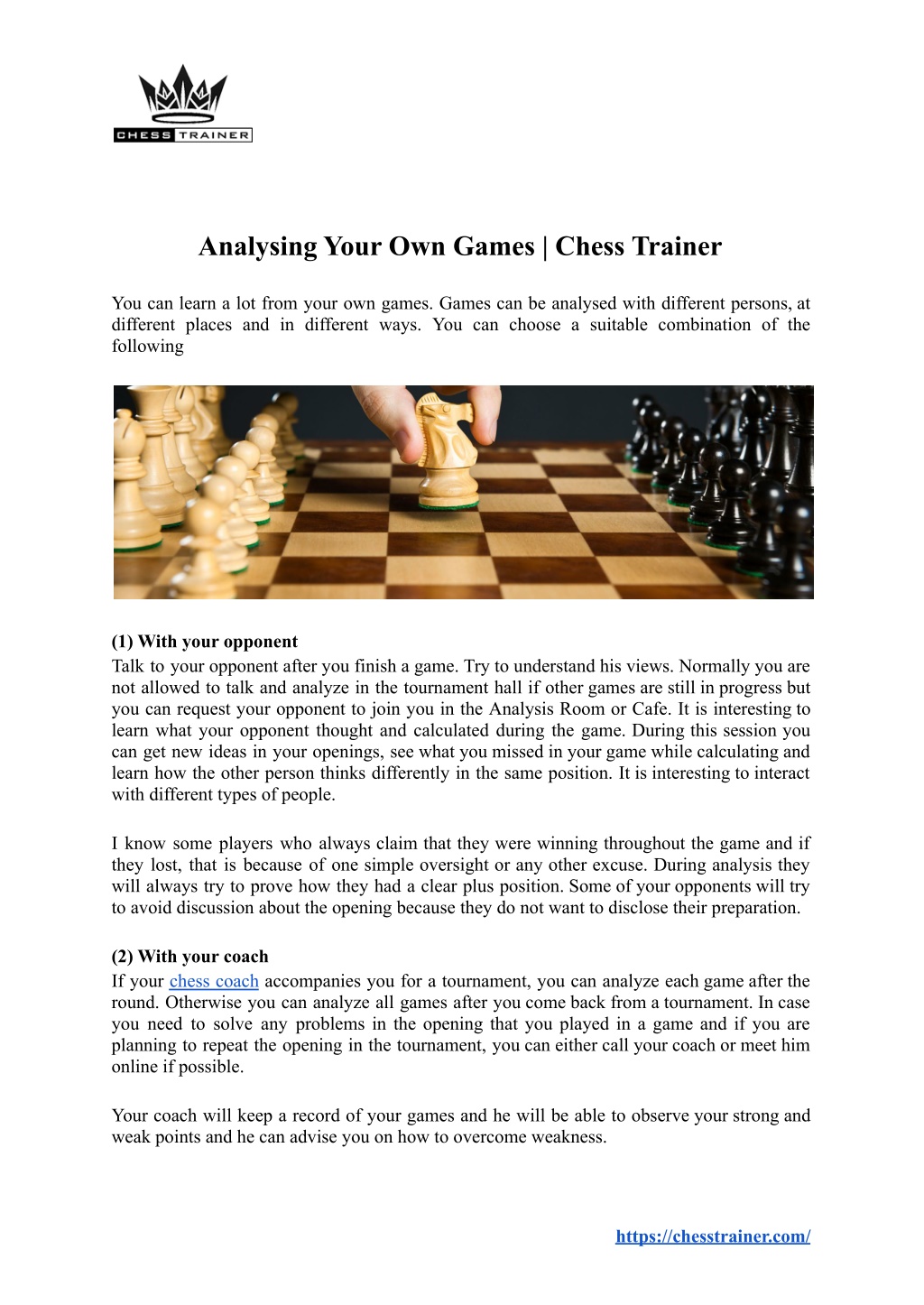 Review your chess game with human analysis by Chesscoach