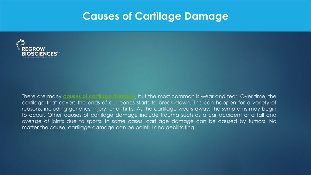 PPT Cartilage cell therapy A reformed way of treating knee Cartilage