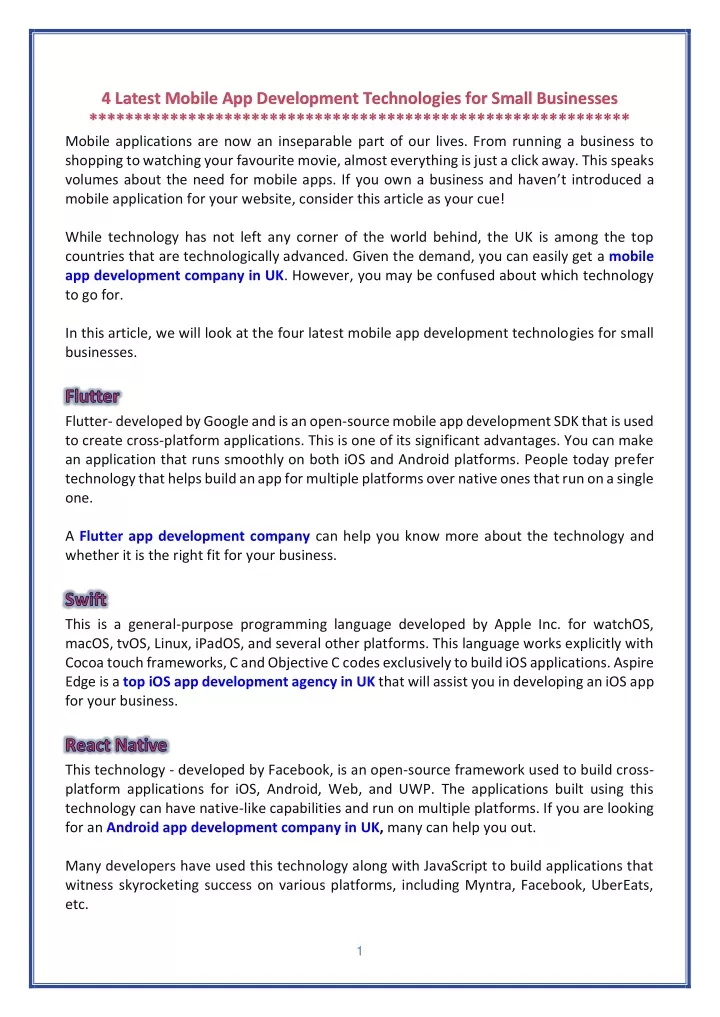 PPT 4 Latest Mobile App Development Technologies For Startups ppt-4-latest-mobile-app-development-technologies-for-startups