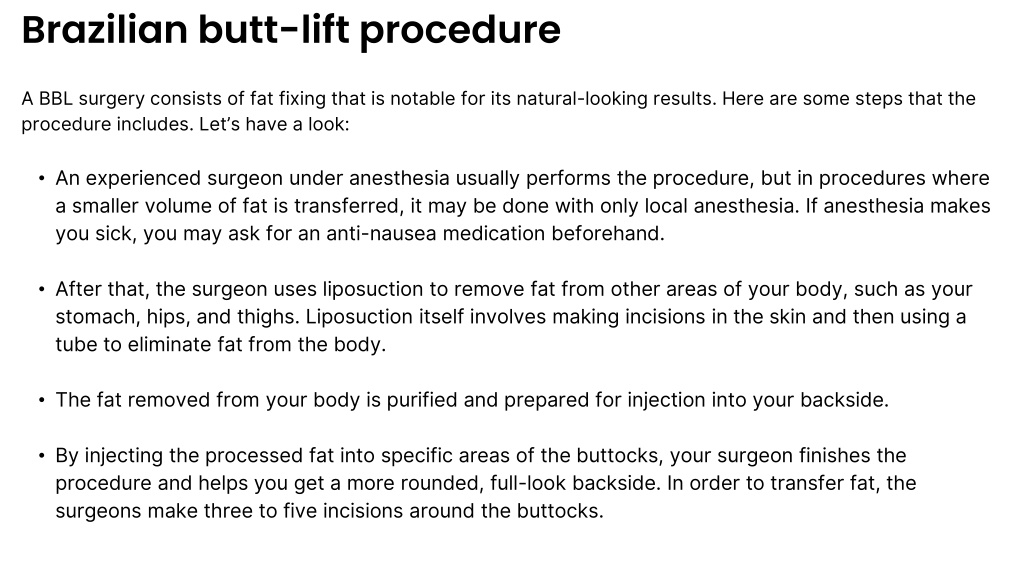 PPT - BBL Surgery Process | Aesthetic And Bariatrics PowerPoint ...