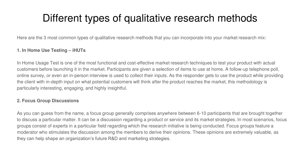 PPT - 3 Types of Qualitative Market Research PowerPoint Presentation ...