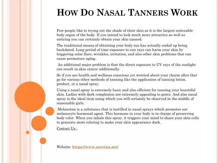 PPT How Do Nasal Tanners Work PowerPoint Presentation, free download