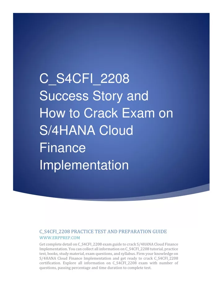 C-S4CFI-2302 Prüfungsinformationen