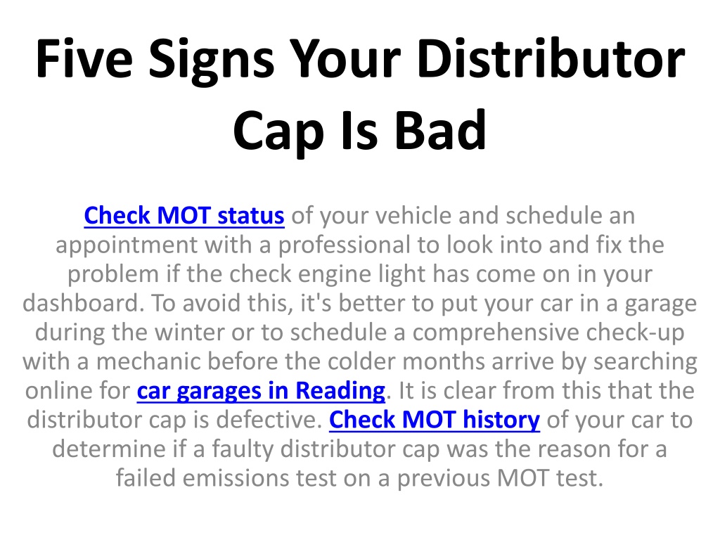 PPT Five Signs Your Distributor Cap Is Bad PowerPoint Presentation