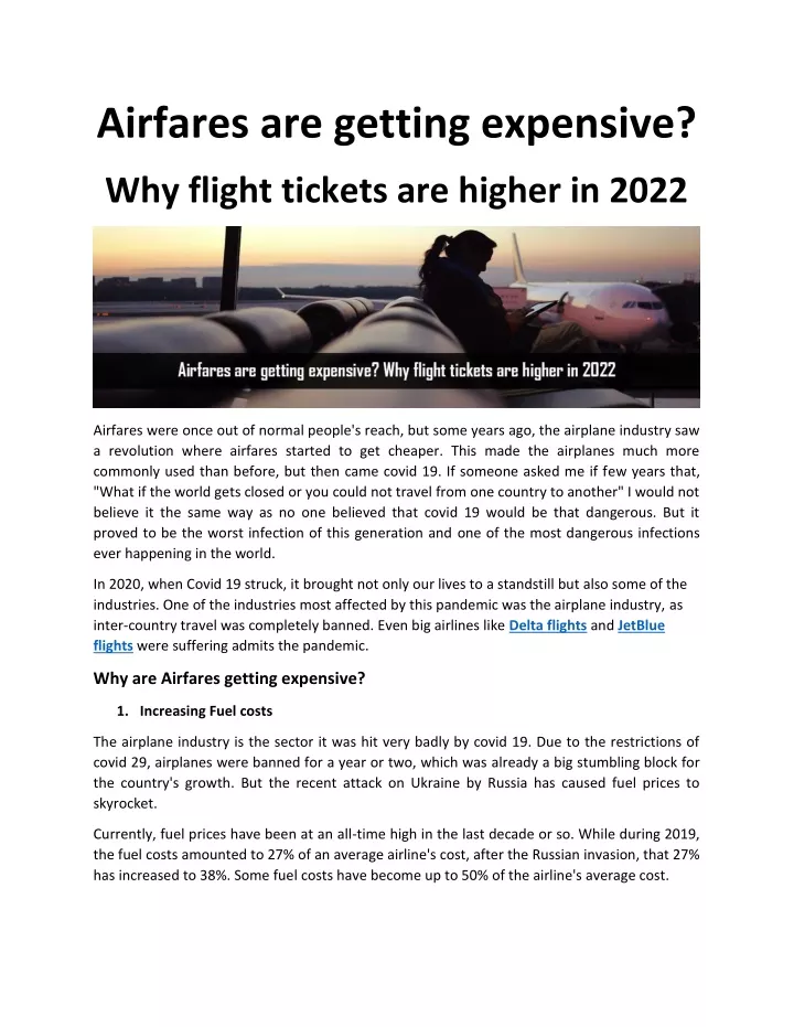 PPT Airfares Are Getting Expensive Why Flight Tickets Are Higher In 