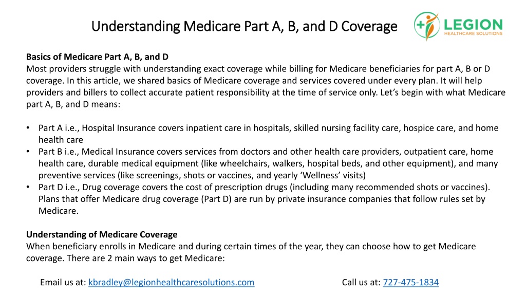 PPT - Understanding Medicare Part A, B, And D Coverage PowerPoint ...