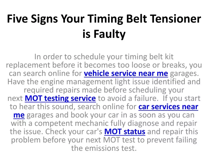 ppt-five-signs-your-timing-belt-tensioner-is-faulty-powerpoint