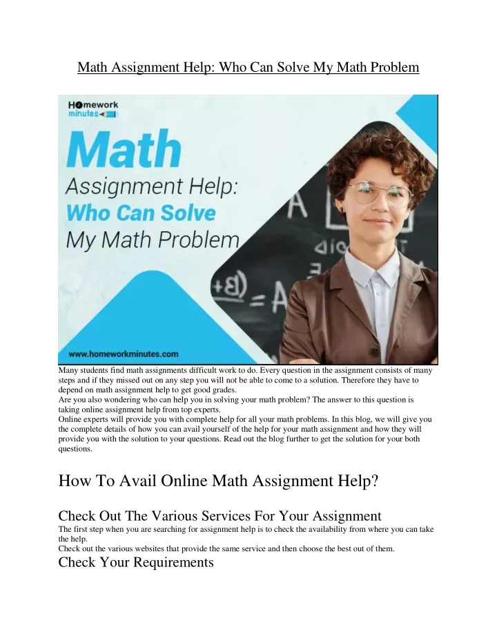 PPT Math Assignment Help Who Can Solve My Math Problem PowerPoint 