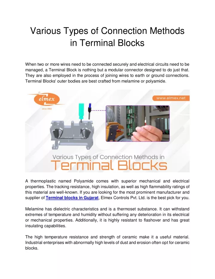 PPT - Various Types of Connection Methods in Terminal Blocks PowerPoint ...