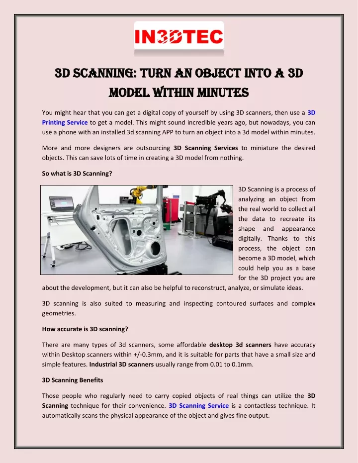 PPT - 3D Scanning Turn an Object into a 3D Model within Minutes ...