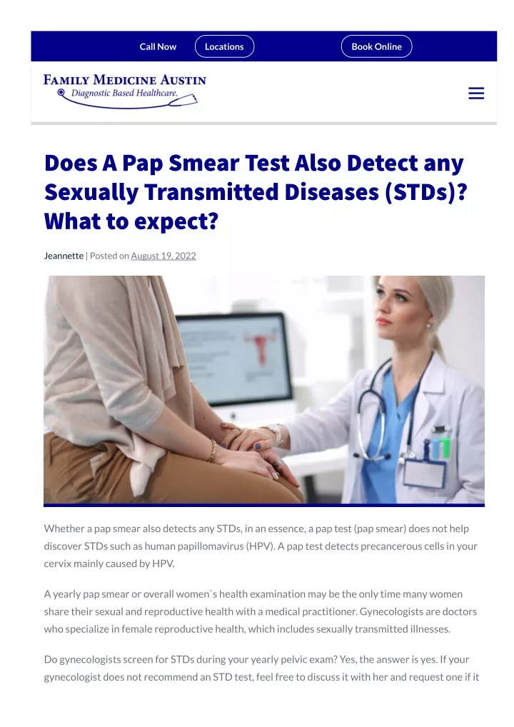 Ppt Does A Pap Smear Test Also Work For Std Powerpoint Presentation