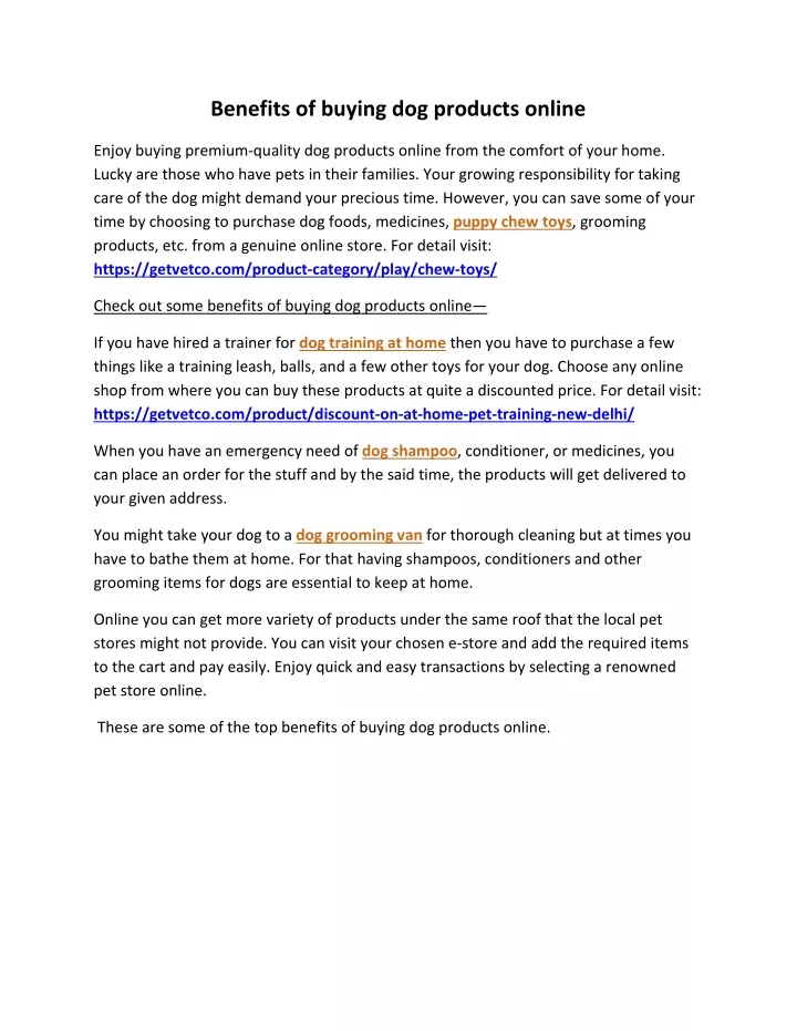 PPT Benefits Of Buying Dog Products Online PowerPoint Presentation 