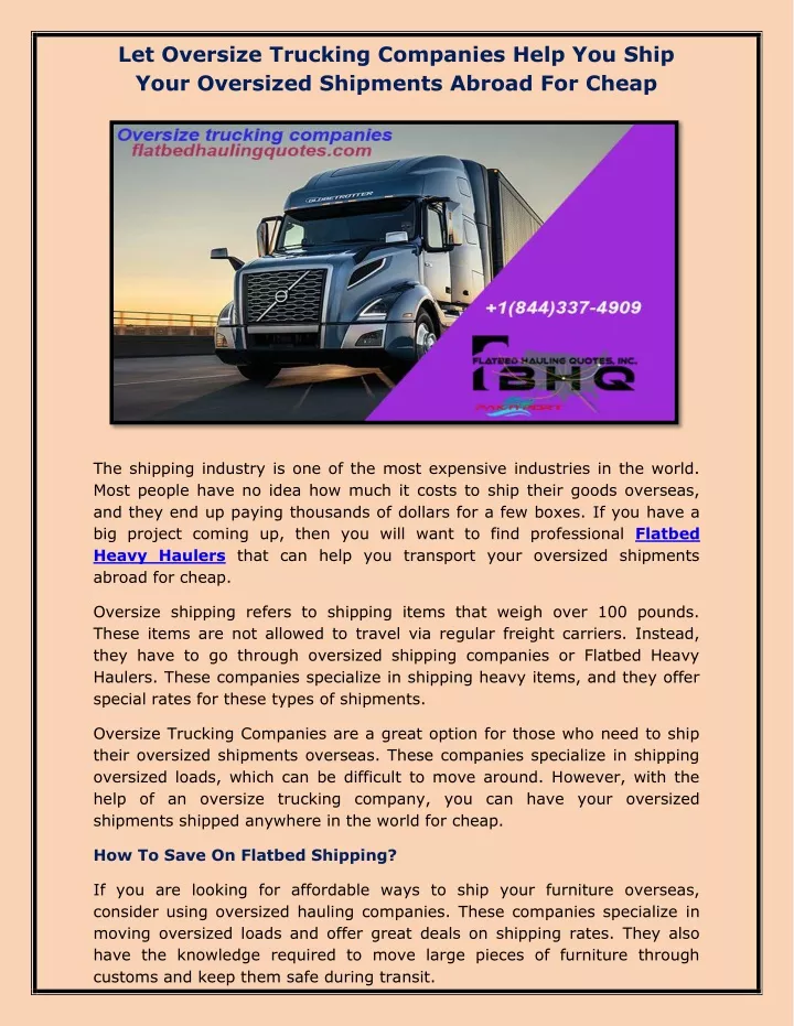 PPT Oversize trucking companies PowerPoint Presentation, free