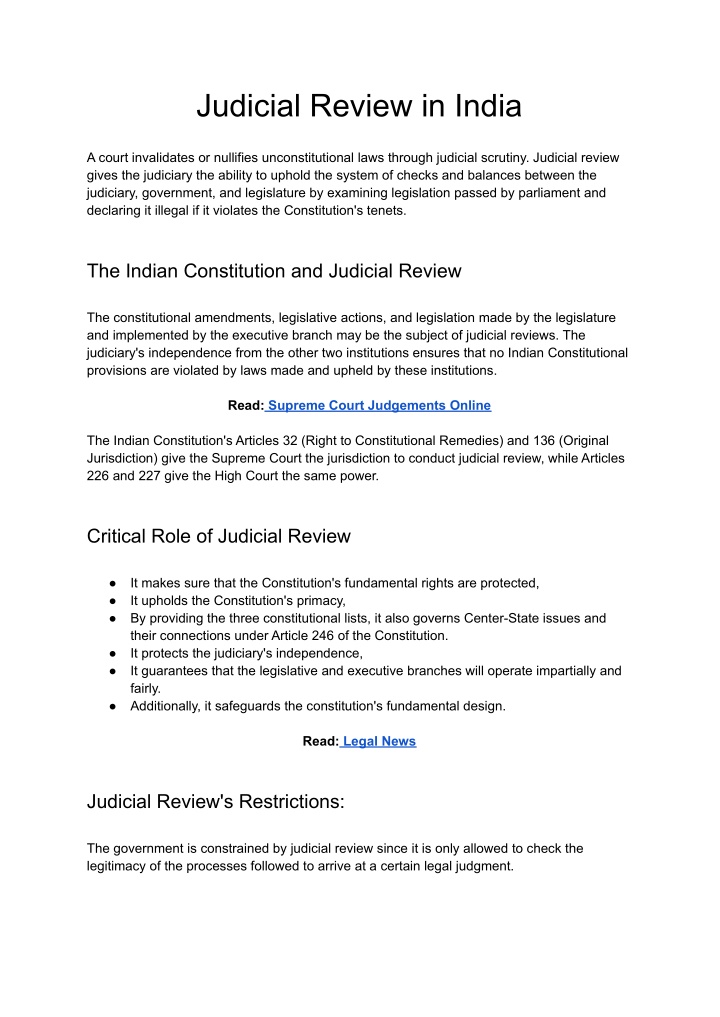 research paper on judicial review in india