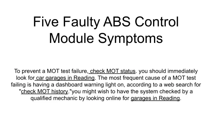 Symptoms Of Faulty Body Control Module