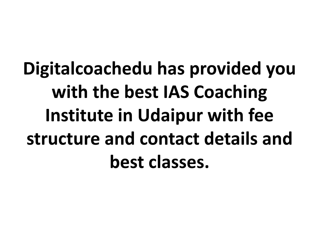 PPT - Top 10 Best IAS Coaching In Udaipur PowerPoint Presentation, free ...