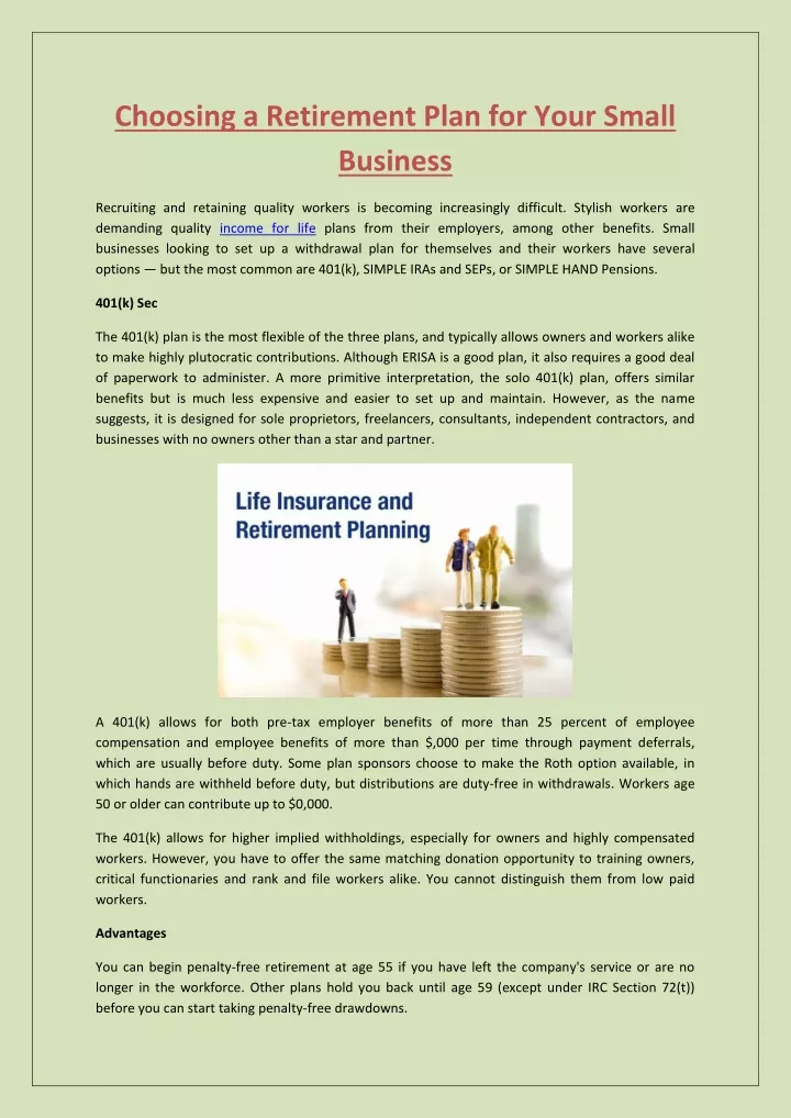 Choosing A Retirement Plan
