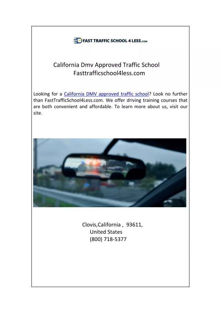 PPT - California Dmv Approved Traffic School Fasttrafficschool4less ...