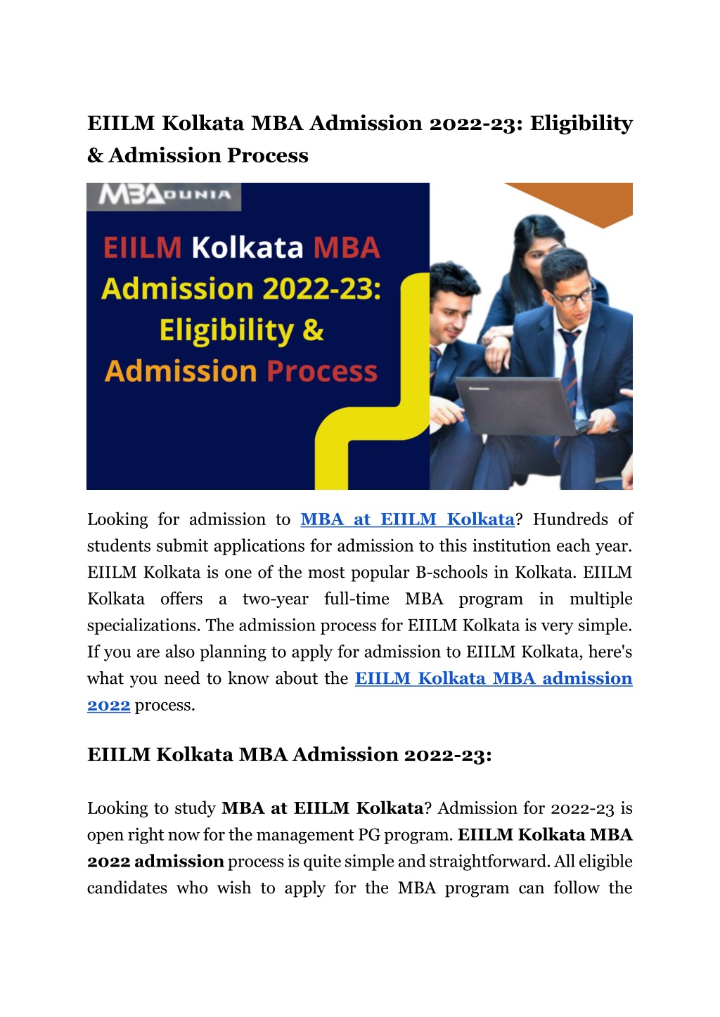 MBA Program Applications 2022-23