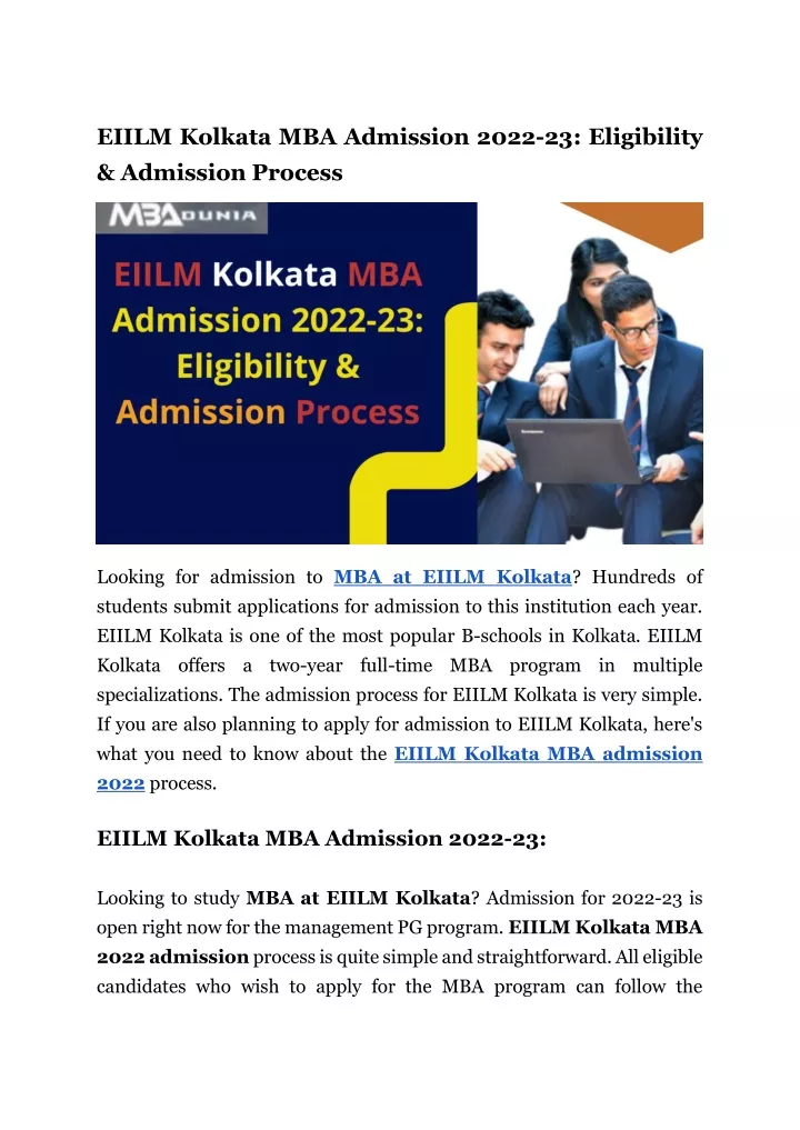 PPT - EIILM Kolkata MBA Admission 2022-23_ Eligibility & Admission ...