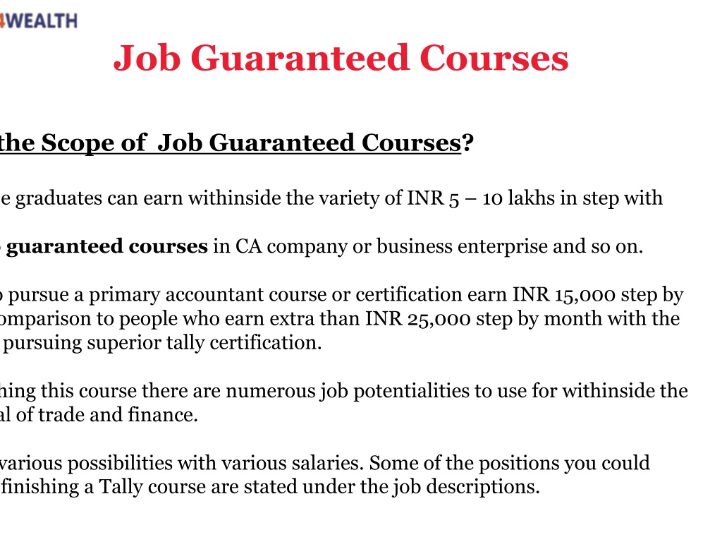 PPT Find Job Guaranteed Course Online Certified Corporate