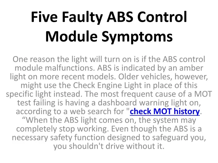 ppt-five-faulty-abs-control-module-symptoms-powerpoint-presentation