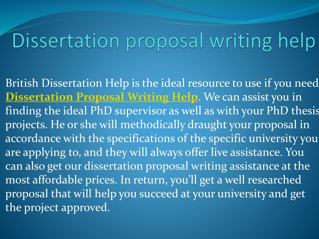 dissertation proposal writing help