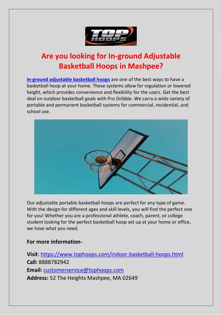 PPT Inground Adjustable Basketball Hoops in Mashpee PowerPoint