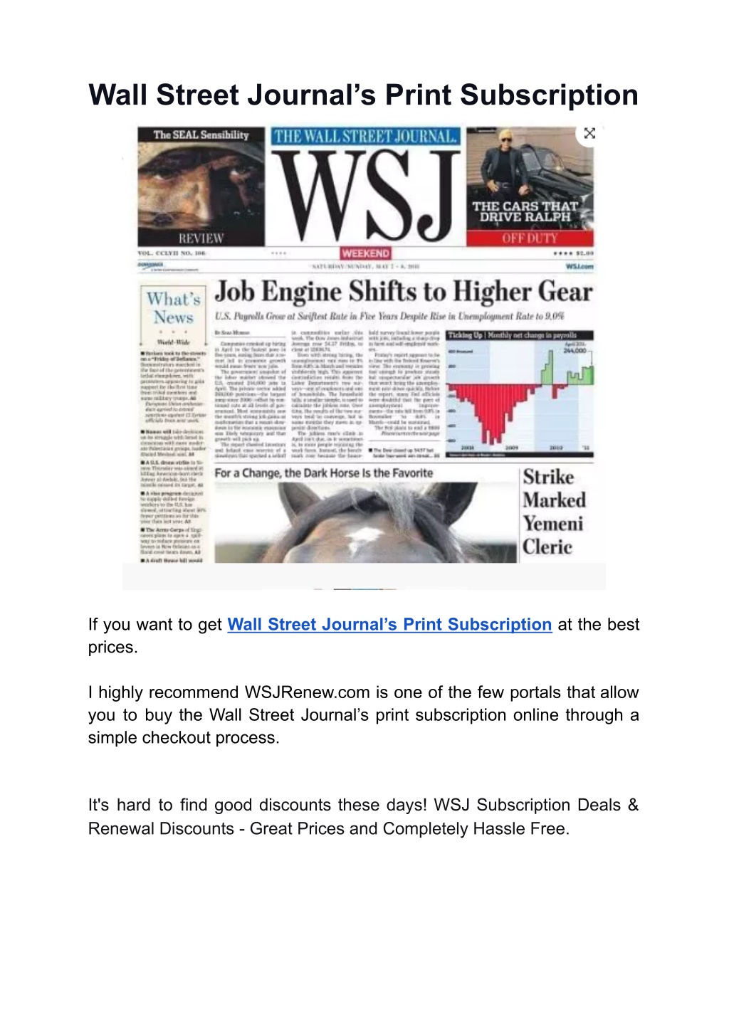 PPT Wall Street Journal’s print subscription PowerPoint Presentation