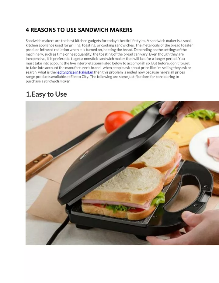 PPT 4 REASONS TO USE SANDWICH MAKERS PowerPoint Presentation, free