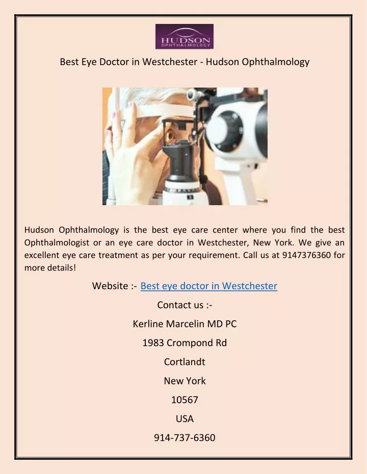 PPT Best Eye Doctor in Westchester Hudson Ophthalmology PowerPoint