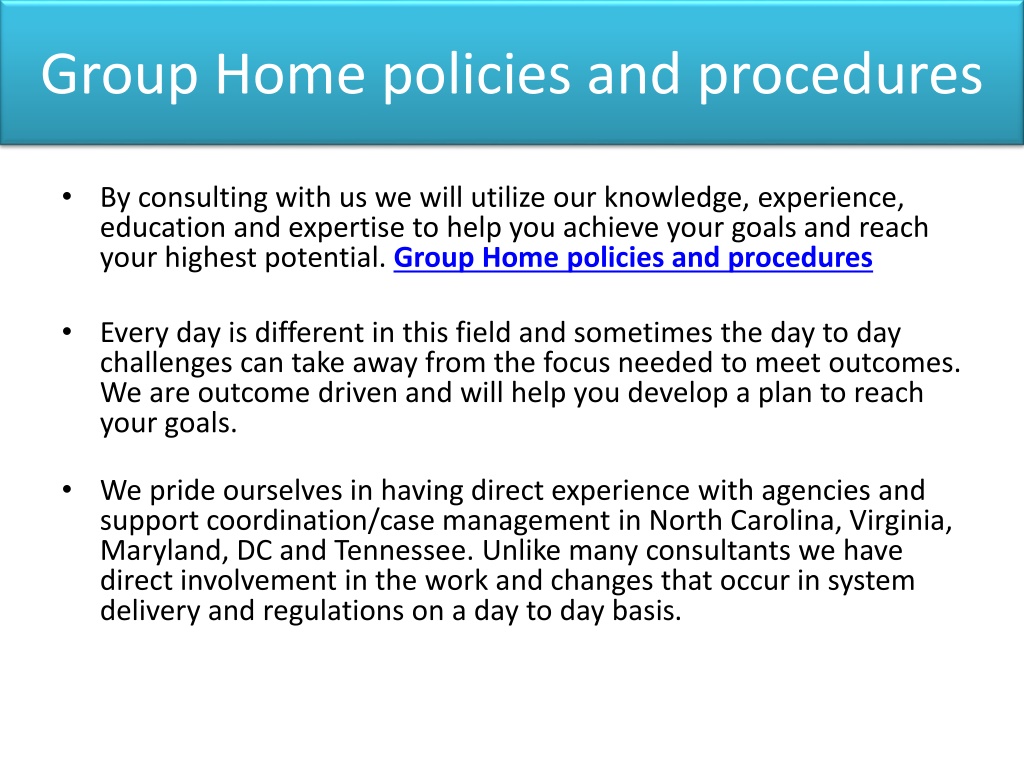 PPT Group Home Policies And Procedures PowerPoint Presentation Free 