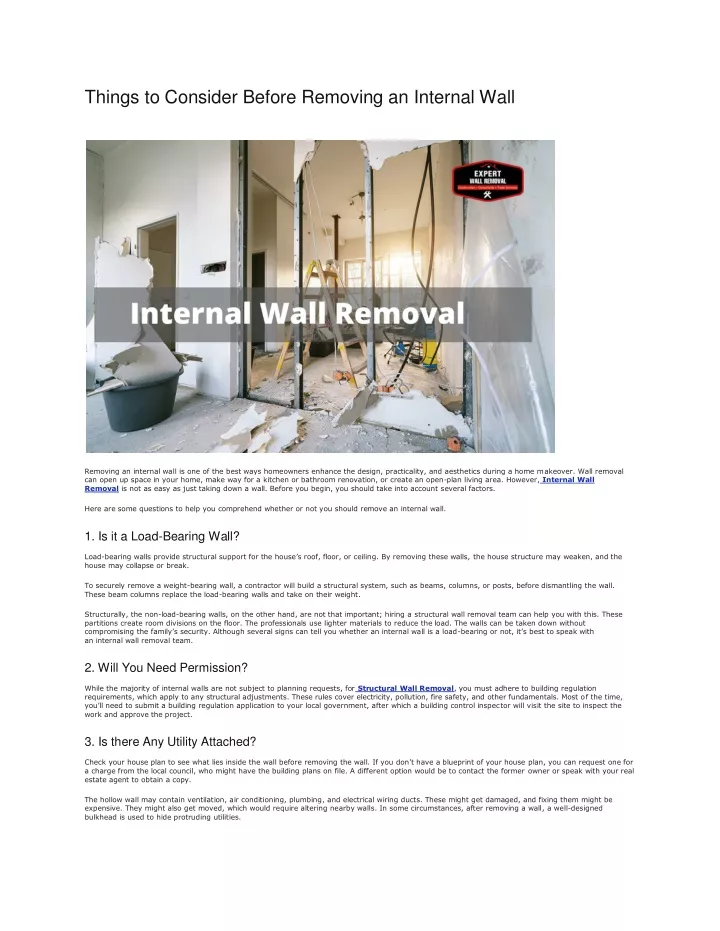 PPT Things to Consider Before Removing an Internal Wall PowerPoint