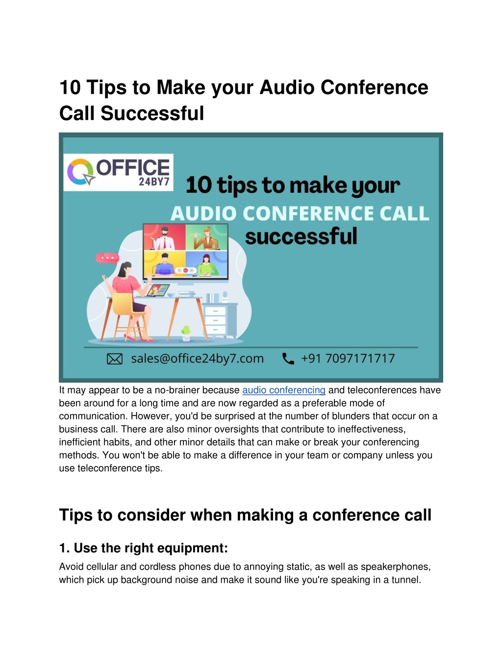 PPT 10 Tips to make your audio conference call successful PowerPoint