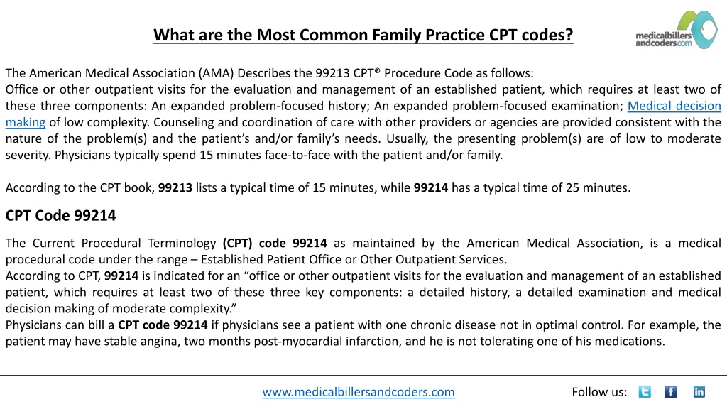 PPT What are the Most Common Family Practice CPT codes PowerPoint