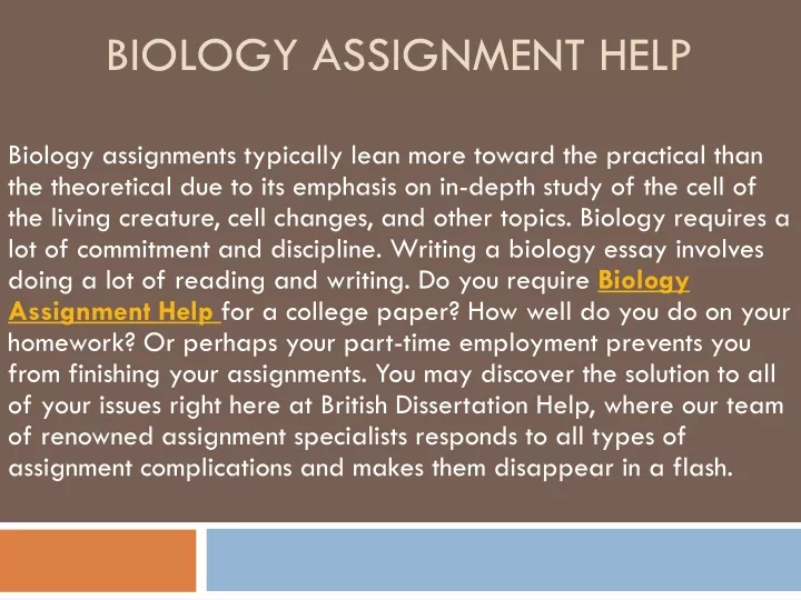 assignment help biology