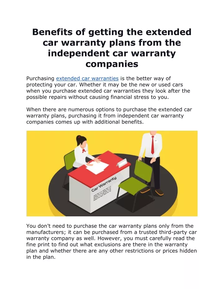 PPT Benefits of getting the extended car warranty plans from the