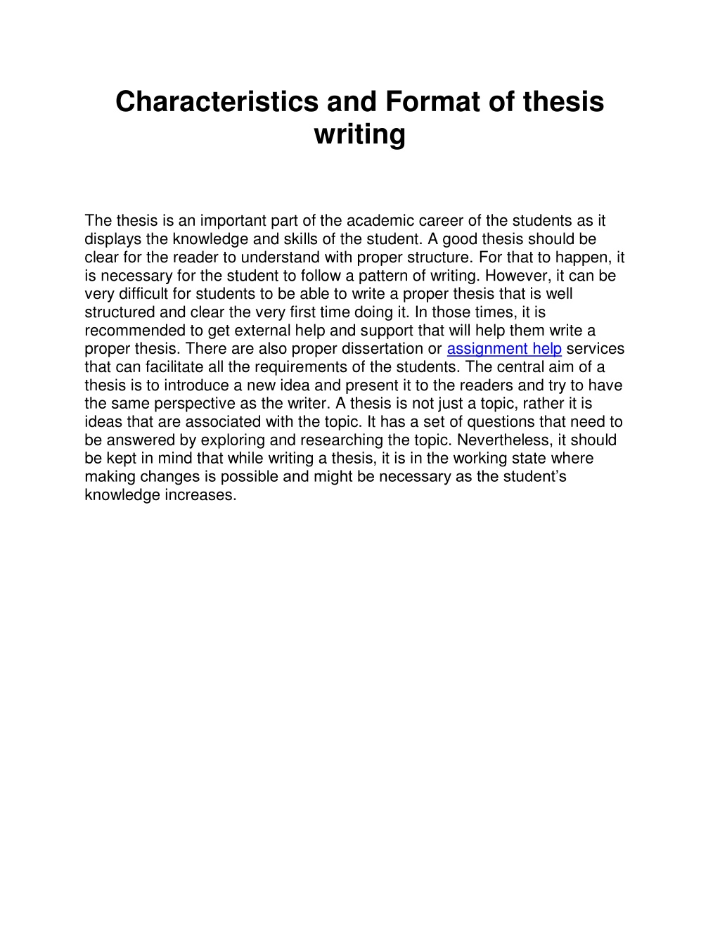 characteristics of thesis writing