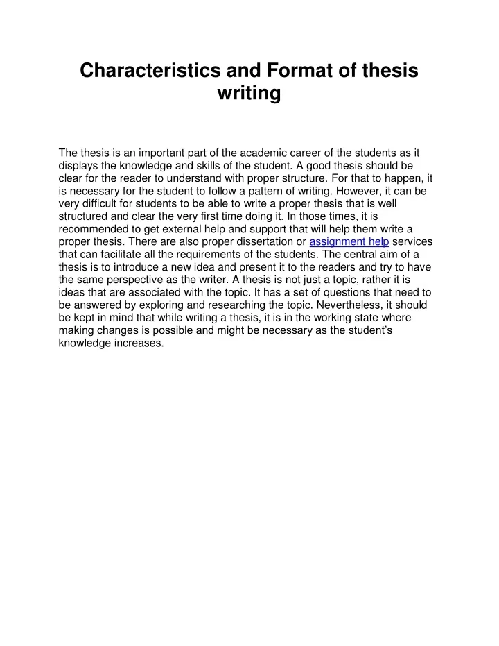 characteristics of a thesis
