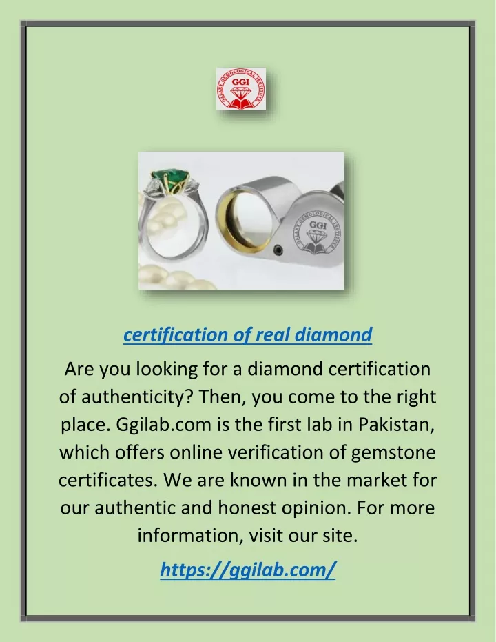 PPT Certification Of Real Diamond GGI PowerPoint Presentation free