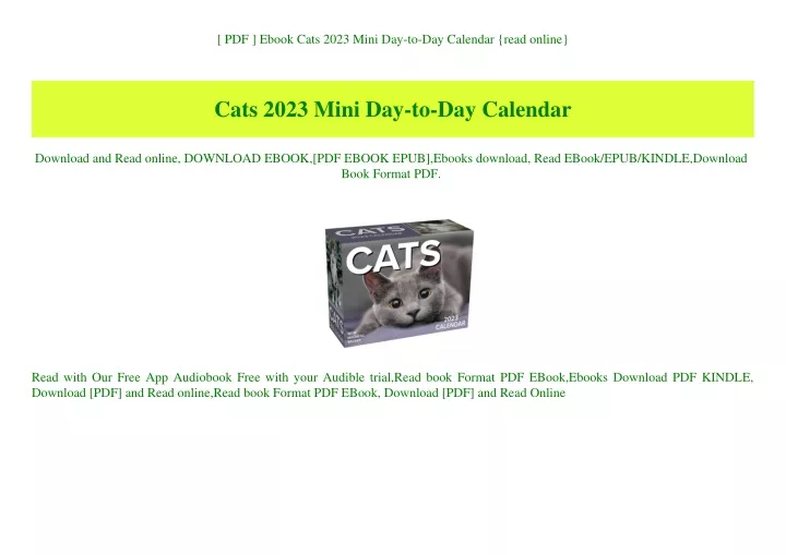 PPT [ PDF ] Ebook Cats 2023 Mini DaytoDay Calendar {read online