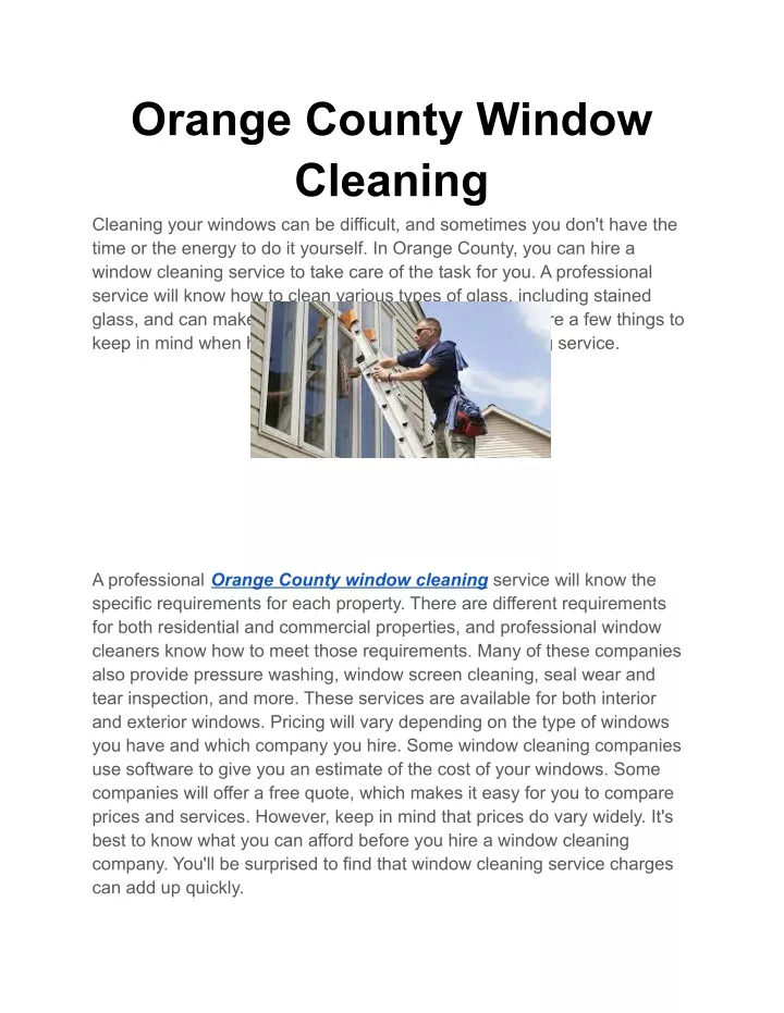 PPT Orange County Window Cleaning PowerPoint Presentation, free
