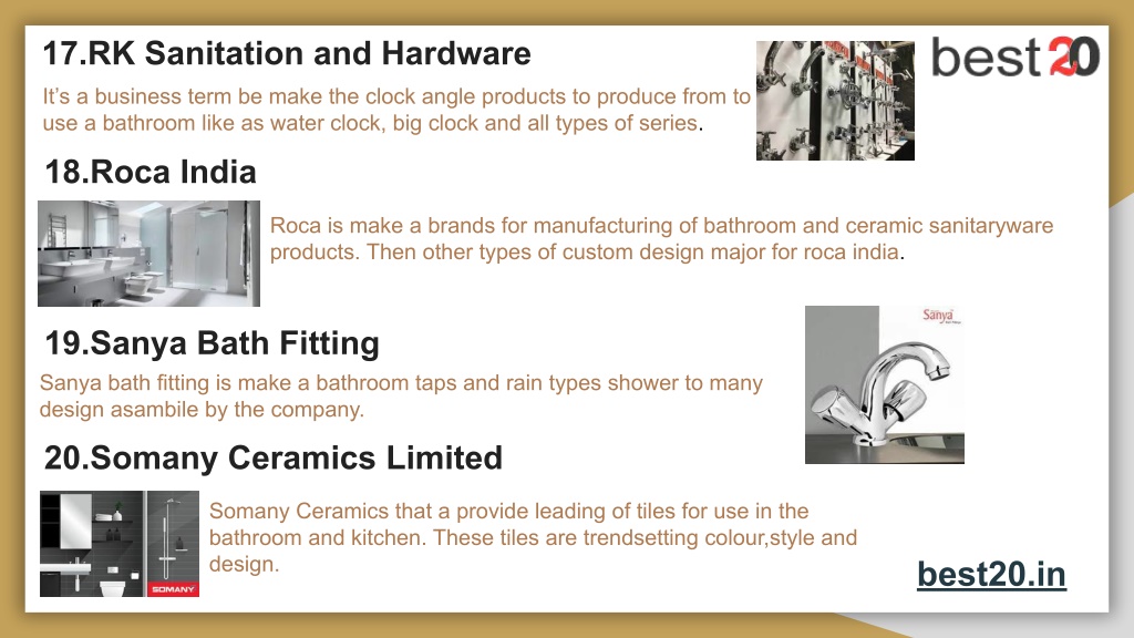PPT Top 20 Bathroom Fittings Brands in India in 2022 PowerPoint