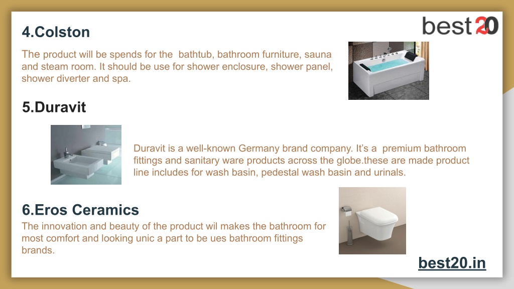 PPT Top 20 Bathroom Fittings Brands in India in 2022 PowerPoint