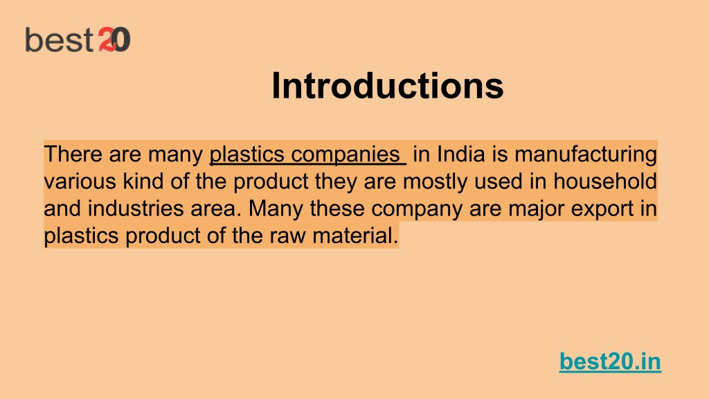 PPT PDF Top 20 Plastic Companies in India in 2022 PowerPoint