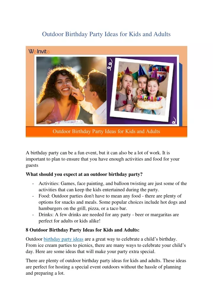 PPT Best Birthday Party Ideas For Kids PowerPoint Presentation Free 