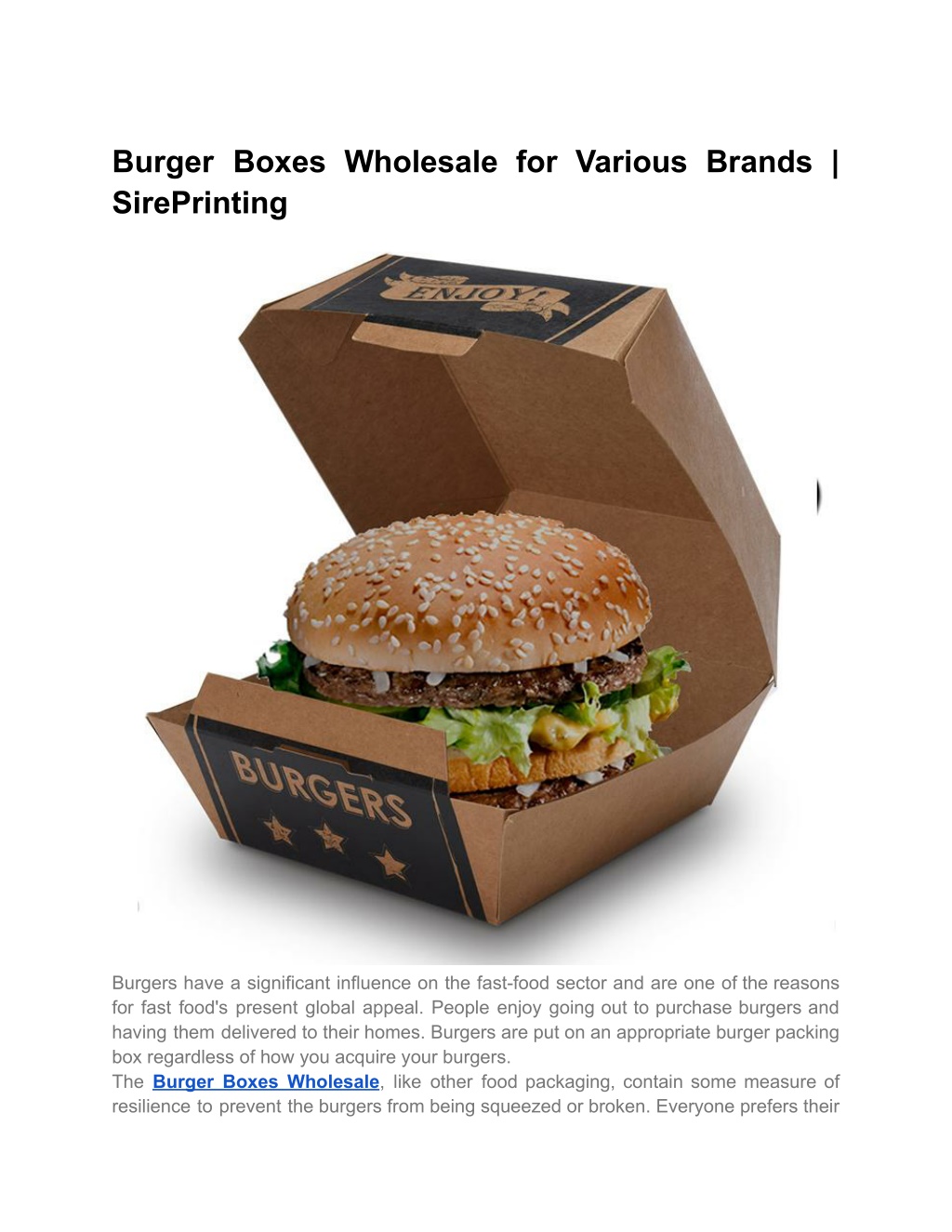 PPT - Burger Boxes Wholesale for Various Brands _ SirePrinting ...