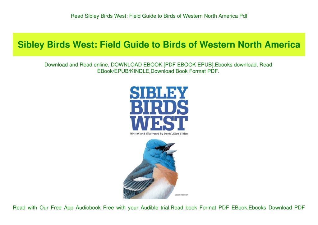 PPT - Read Sibley Birds West Field Guide to Birds of Western North ...